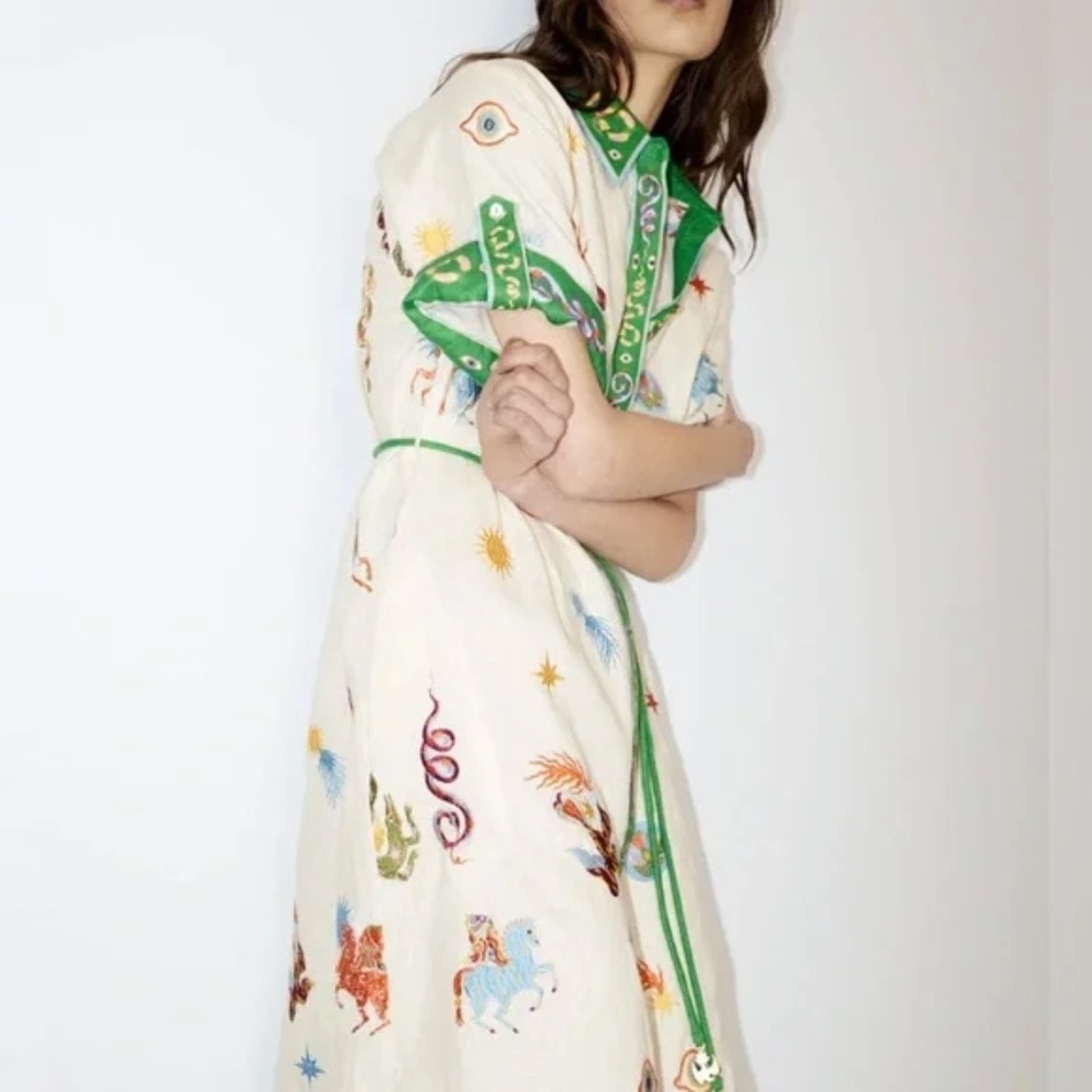 Playful Seeker Printed Cotton Linen Shirt Dress Lena Vie Boutique Drop